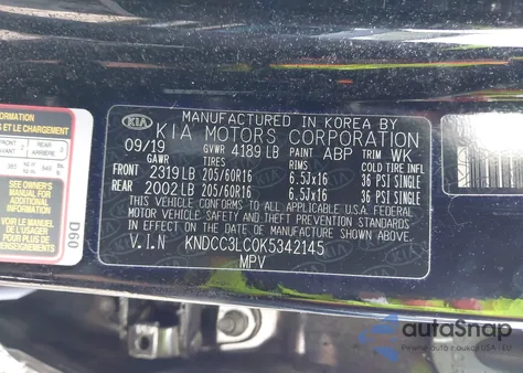 2019 Kia Niro Ex z USA, uszkodzony, nr VIN KNDCC3LC0K5342145
